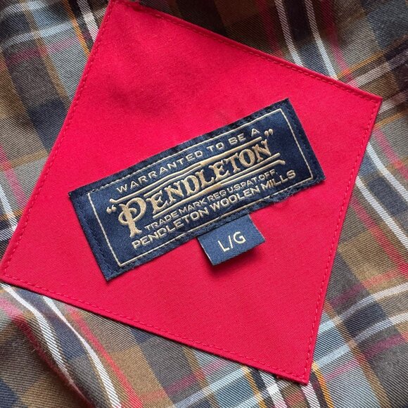 Pendleton Red Waterproof Hooded Plaid Lined Rain Jacket sz L - Picture 8 of 13